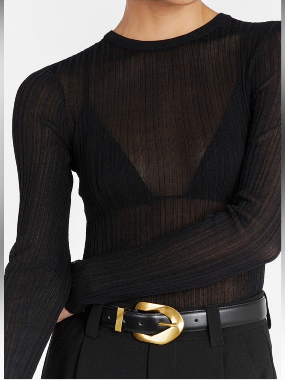 DISSH Harper Black Sheer Long Sleeve Top